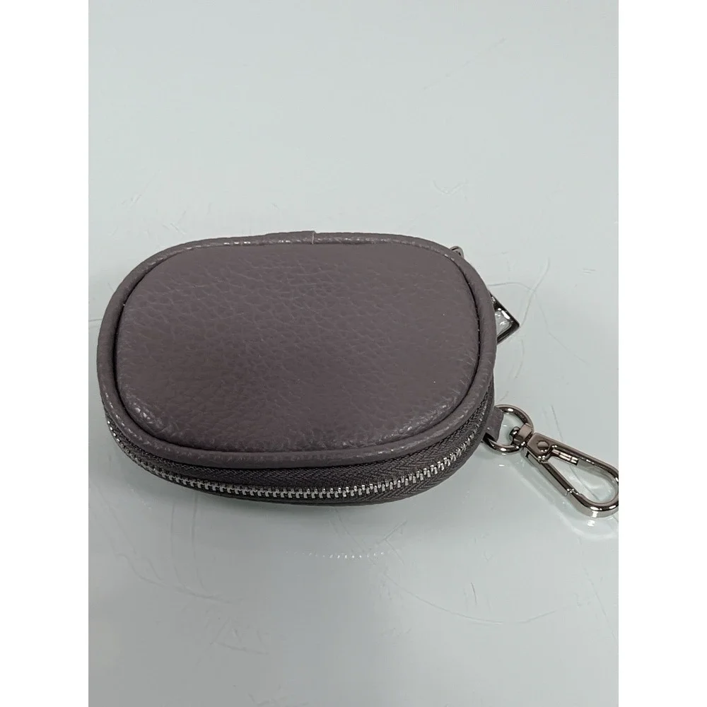 Steve‎ Madden Mini Zip Case Taupe Earbud Coin Pouch Clip Holder